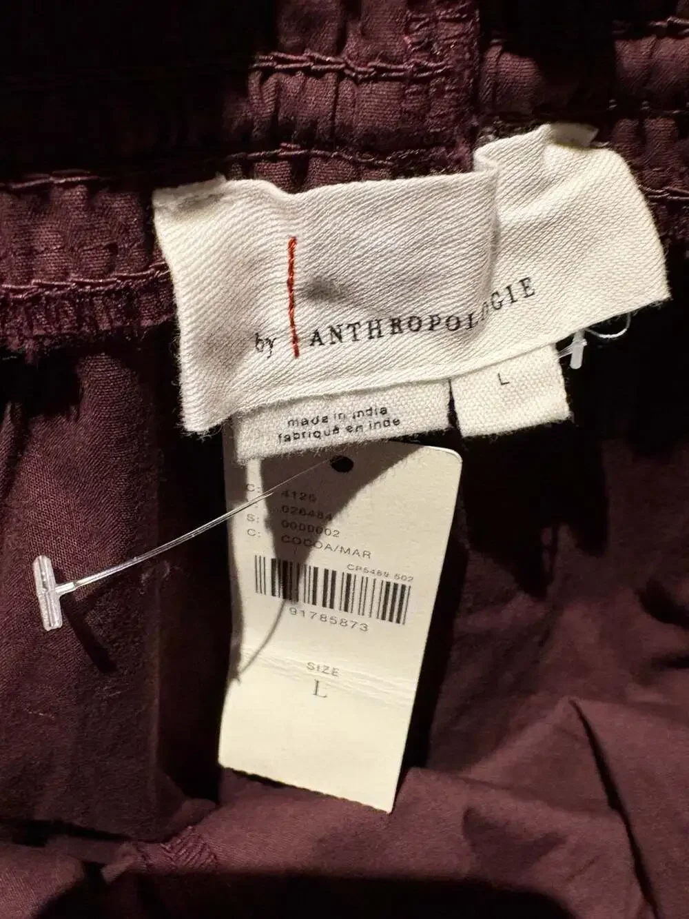By Anthropologie Scallop-Hem Cocoa Purple Elastic Waist Embroidered Shorts - Picture 5 of 5